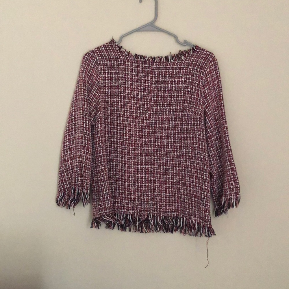 Red Black & White Tweed Top
